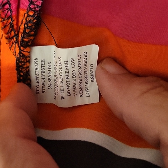 ELEMENTZ Petite Blouse with Adjustable Sleeves Red Orange Black Stripe Size PXL - Picture 7 of 7